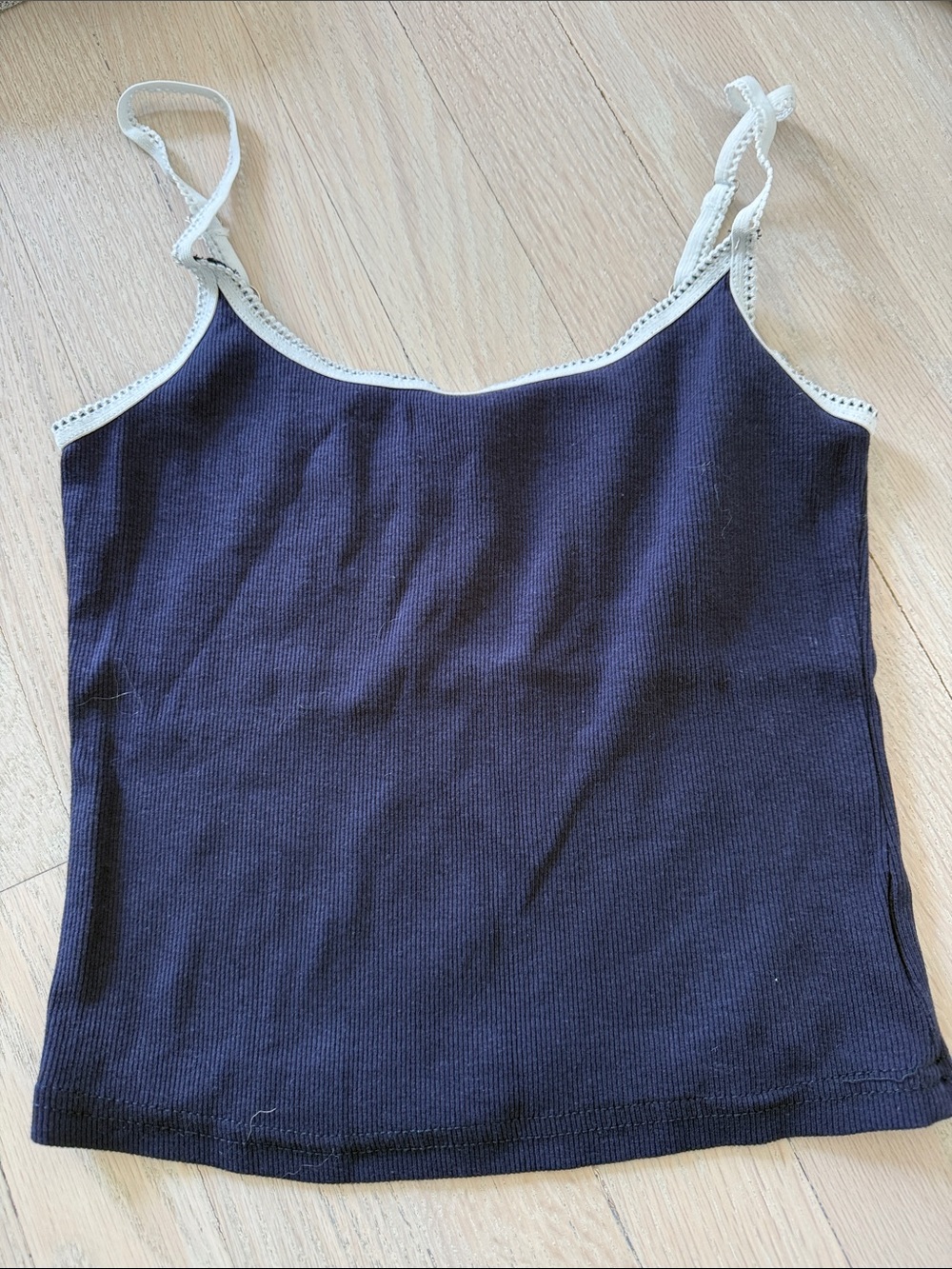 Edikted Navy Ribbed Camisole with White Trim